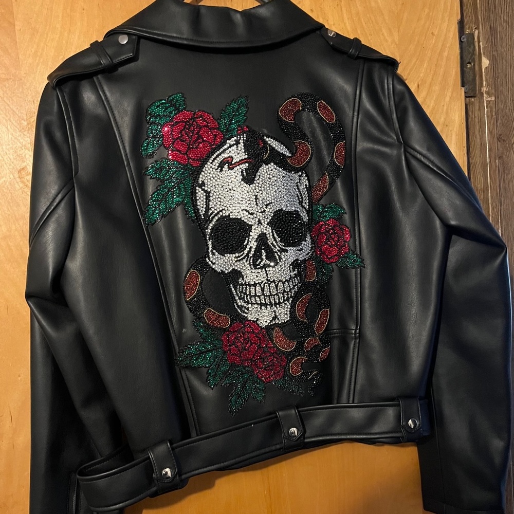 Skull & Flowers Leather Jacket